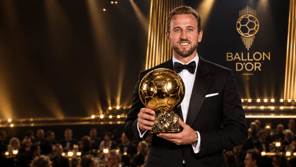 Harry Kane with the Ballon dor